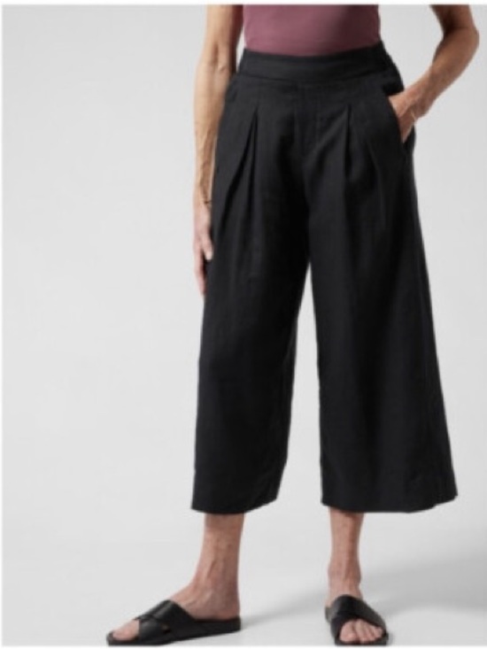 Athleta Pants - Athleta Black Playa Linen Wide Crop Pants